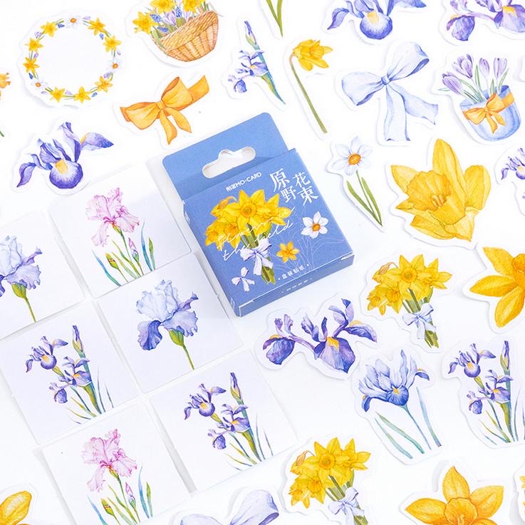 

[SCRIBBLE_ID] 46 Pcs BLUE FLOWERS Stiker Dekor Dekorasi Deco Sticker DIY Scrapbook Stiker Jurnal Diary Planner Bentuk Kotak - A0031