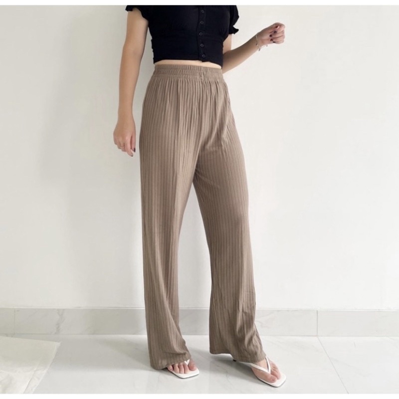 Misoo Pants 785 | Celana Kulot Knit Wanita Tebal - Celana Kulot Highwaist - Cullote Knit Pants