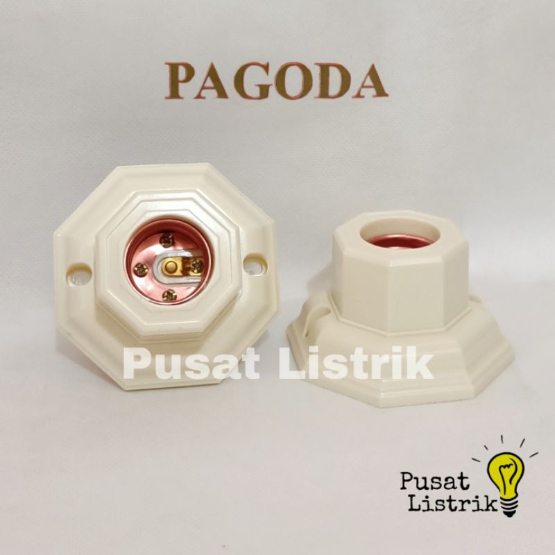 Fitting Plafon Segi 8 Cream Pagoda Rumah Lampu Cream Pagoda Fitting Segi 8