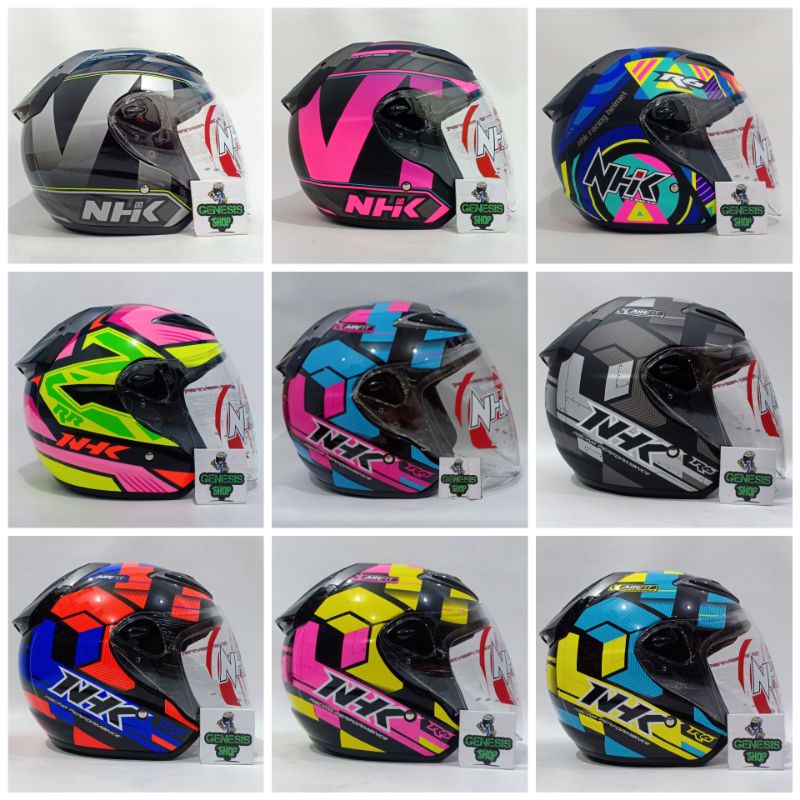 Helm NHK half face helm NHK R6 aneka motif CUBE / PIGMENT / WAVE / RALLY2 / STARCO
