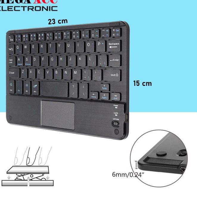 Paling Sesuai.. Mini Wireless Bluetooth Keyboard With Touchpad - Universal Keyboard 9 inch