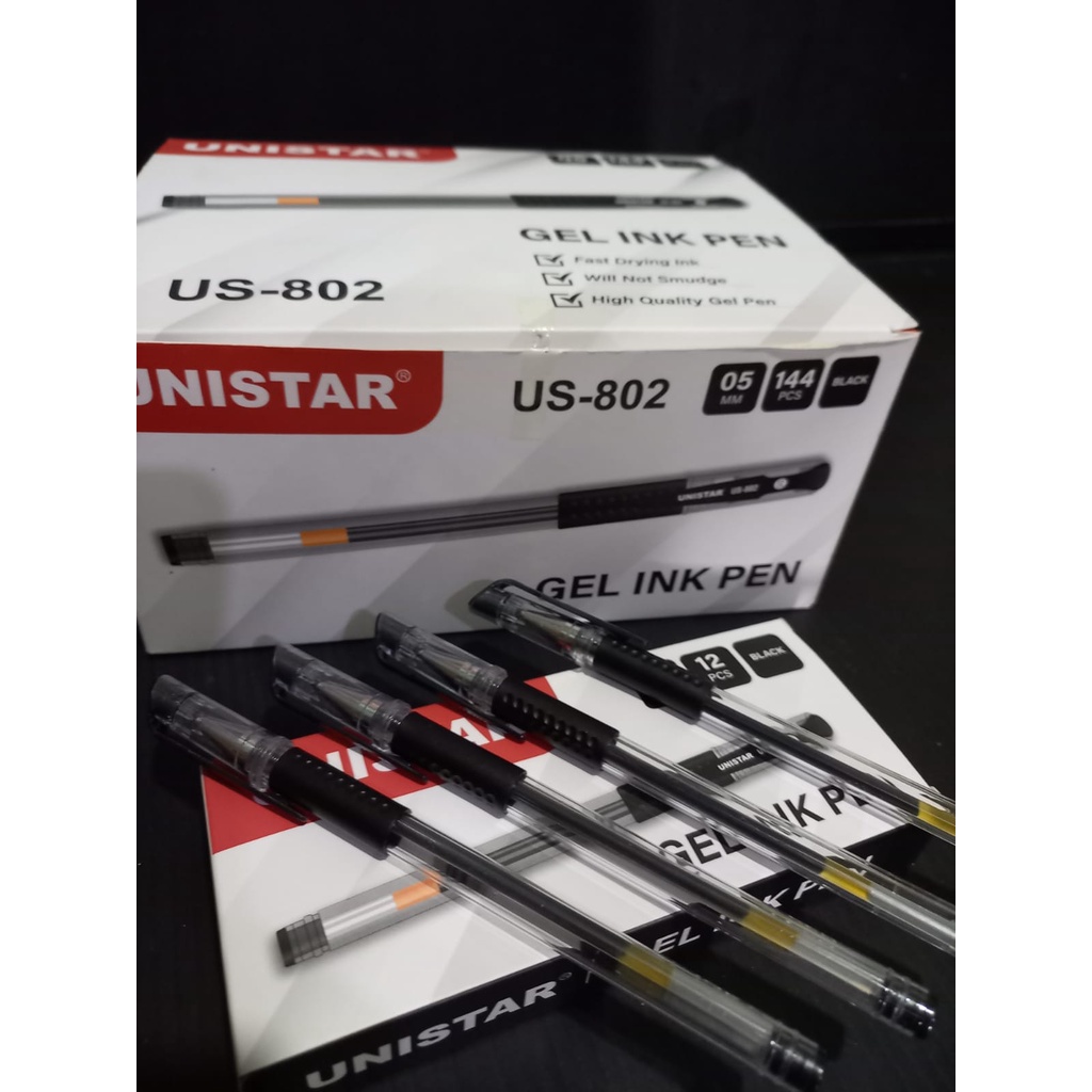 Pulpen Unistar Gel Ink US007 US802 Premium Pen Super Fluent Berkualitas