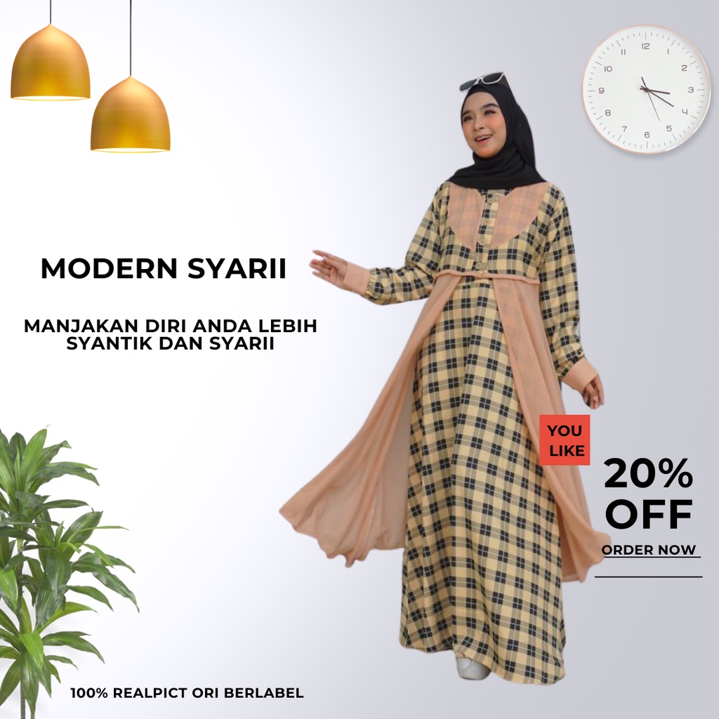 GAMIS KOTAK KOTAK TERBARU REMAJA OLIVIA DRESS ORIGINAL VENYTA FASHION 2021
