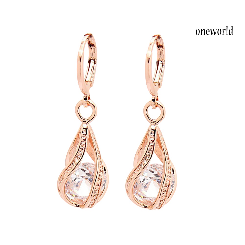 OW@ Women Fashion Cubic Zirconia Water Drop Dangle Leaverback Earrings Jewelry Gift