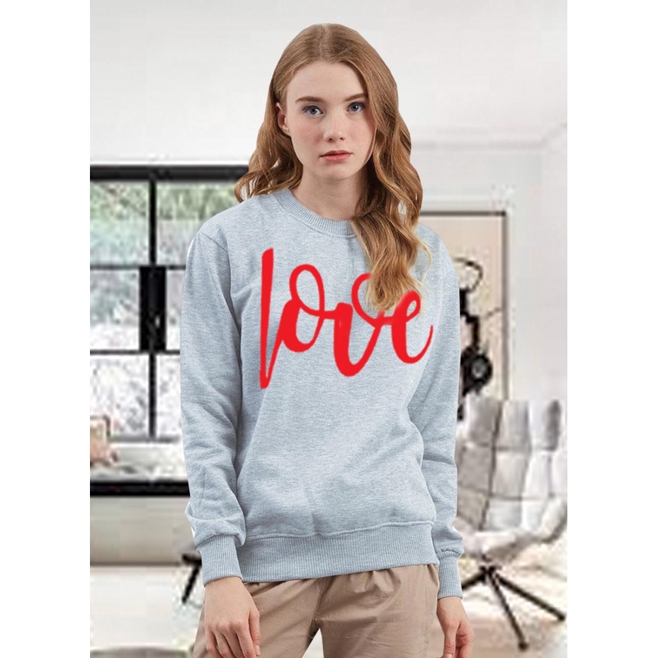 Kaos Lengan Panjang LOVE BARU / Kaos Sweatshirt / Atasan Wanita / Atasan Wanita Lengan Panjang