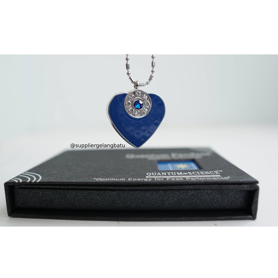 Kalung quantum pendant LOVE permata giok BIRU japanese technology