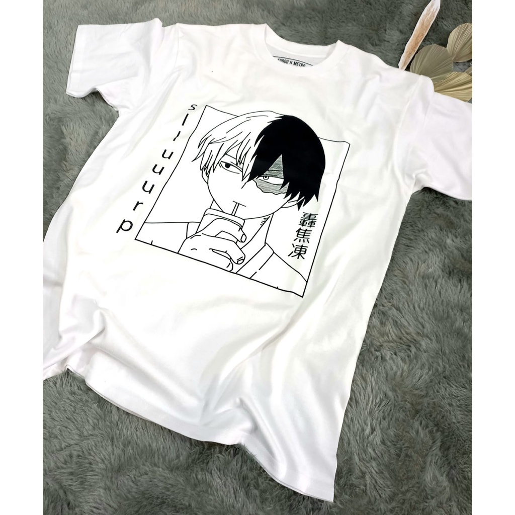 Tshirt Boku no Hero Shoto todoroki Black White