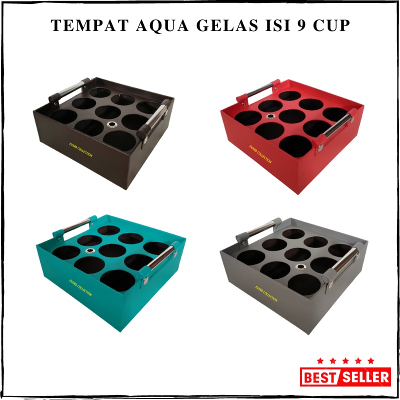 Tempat Aqua Gelas Isi 9 Keranjang Air Mineral Gelas Kulit Sintetis