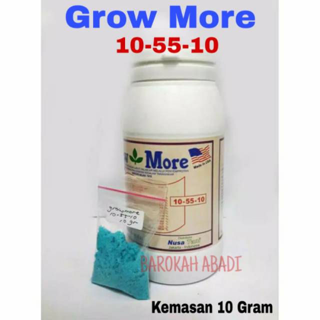 Pupuk NPK GROWMORE 10-55-10 -  ( 10 gram ) Pemacu pembungaan dan pengisian buah