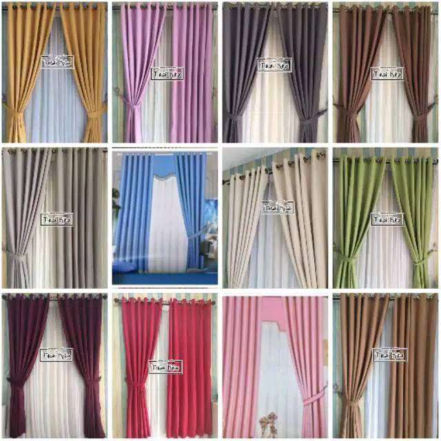Gorden tirai polos ukuran 300x300 / 3x3 meter lebar x panjang tinggi jendela pintu korden gordyn kor