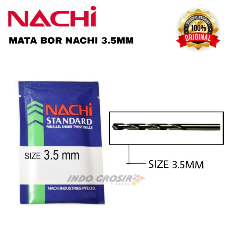 NACHI Mata Bor Besi HSS Asli 3 3.5 4 4.5 5 6 8 mm HSS Straight Shank Drill (ORIGINAL 100%) HARGA PER 1 pcs