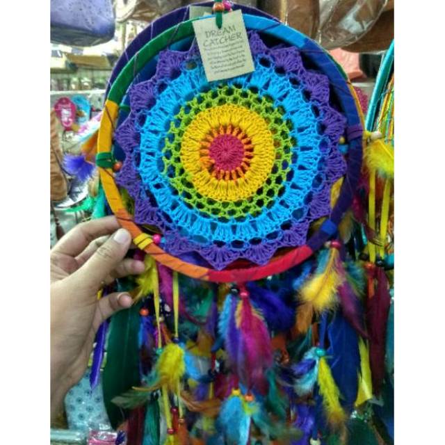 (BISA COD) Dream Catcher Rajut Rainbow Ukuran 18 cm Pajangan dan Hiasan Pintu - Dekorasi Rumah Murah