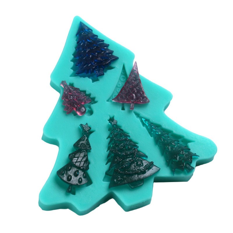 Glitter Christmas Tree Epoxy Resin Pendant Silicone Mold Party Xmas Gift Handmade Christmas Tree Soap Molds Christmas Mold Tools