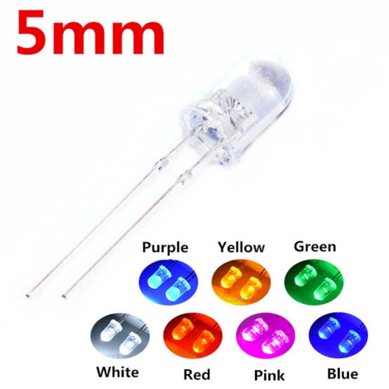 Lampu Super LED 5mm Warna Nyala Terang Putih Merah Biru Kuning