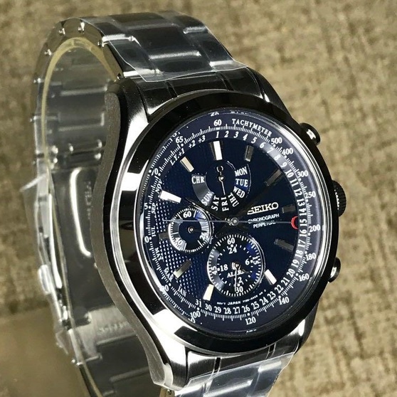 Seiko Quartz SPC125P1 Perpetual Chrono Black - Jam Tangan Pria SPC125