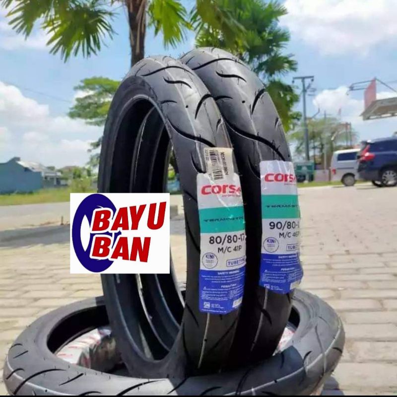 Ban Corsa Ring 17 Corsa Terminator Paket 2 Ban 90/80  80/80 Ban Donat Ban Luar