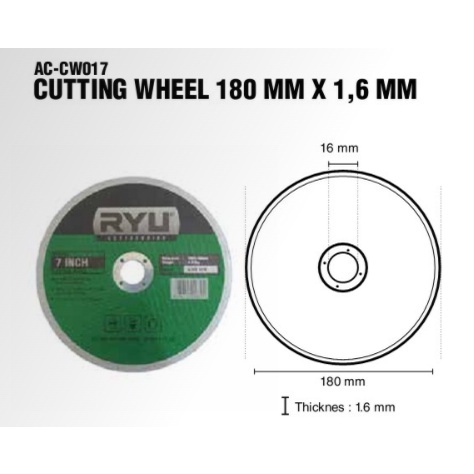 Ryu Batu Potong Besi 7 Inch Murah / Cutting Wheel 7 Inch / Mata Gerinda 180 x 1,6 Mm