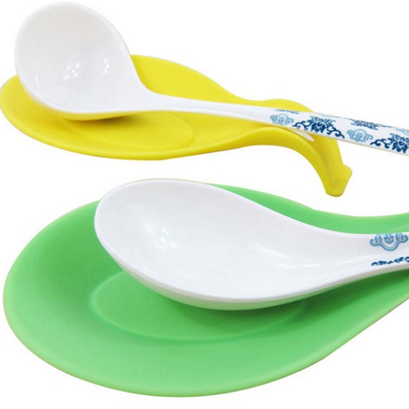 Silicone Spoon Mat Istirahat Holder Tahan Panas Coaster Tray Peralatan Dapur Sendok Pad