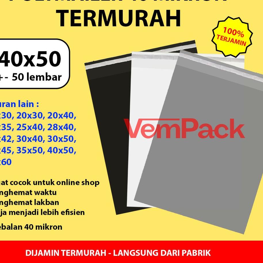 

Grand⭐Seller!⭐ Packaging Polymailer / Kantong Amlop Plastik Packing Online Ukuran 40x50 (Hitam, Puti