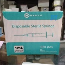 spuit 1 cc/ spuit 1 ml/ syringe 1cc 25Gx 1/2 -; hexacare