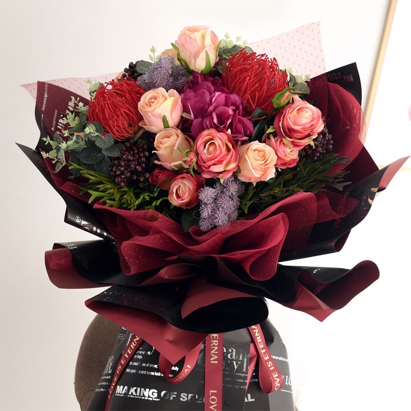 FLOWER WRAPPING “ MAGAZINE - ARMANI “ BI COLOR ( ECER ) CELLOPHANE KERTAS BUNGA HAND BOUQUET WATERPROOF