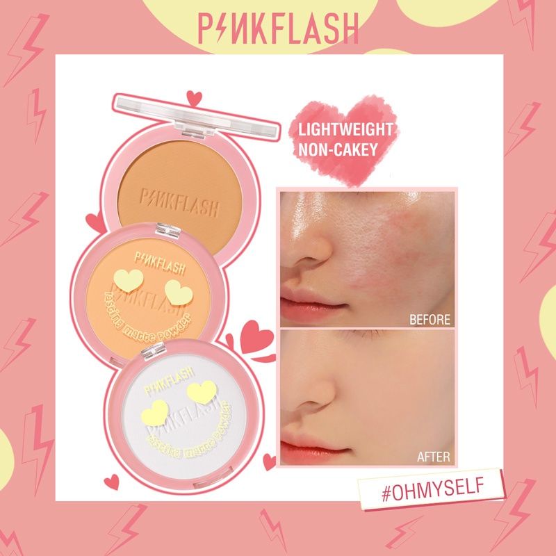 PINKFLASH OhMySelf Pressed Powder Long-lasting Matte Lightweight Oil Control Special Edition Bedak Padat