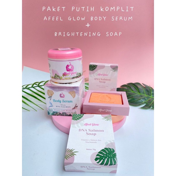 PAKET BUNDLE PUTIH KOMPLIT (bodyserum+brightening soap) AFEEL GLOW FREE EMAS MINI GOLD