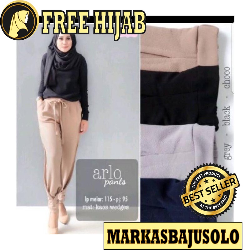 PREMIUM ARLO PANTS / CELANA BAGGY PANTS PANT  WANITA JUMBO JEANS KOTAK