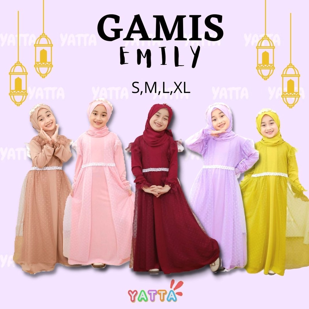 BAJU GAMIS ANAK PEREMPUAN / BAJU GAMIS ANAK PREMIUM UMUR 3 - 11 TAHUN / TILE DOTTY / EMILY SERIES YA