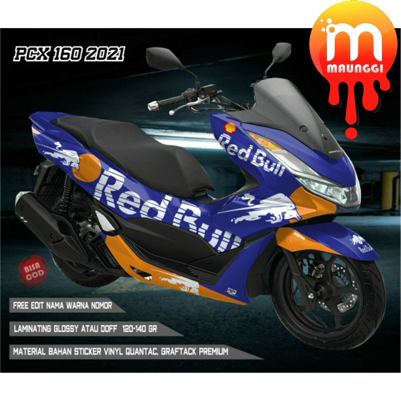 Decal pcx 160 full body motif red bull Striping motor full variasi pcx 160 Sticker decal full body