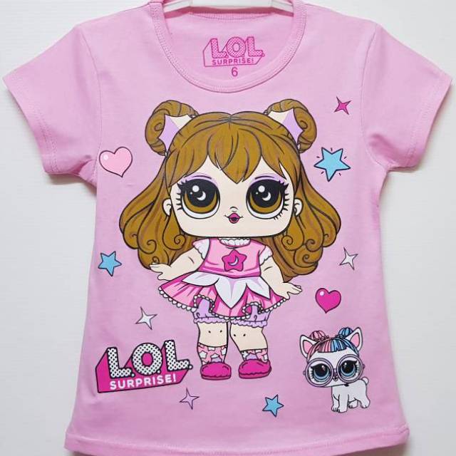 Baju kaos karakter anak cewek oshkosh motif LOL GIRL pink Baju kaos karakter anak cewek oshkosh motif LOL GIRL pink