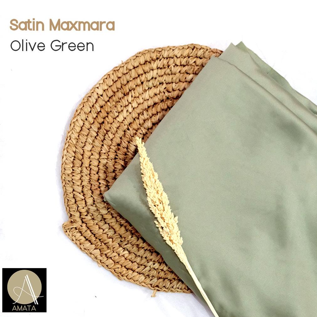 1/2 meter Kain Satin Maxmara / Sateen Velvet Premium Olive Green / Sage Green