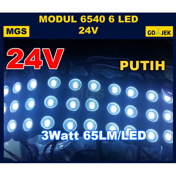 100Pcs Modul 6540 6 LED 24V Putih