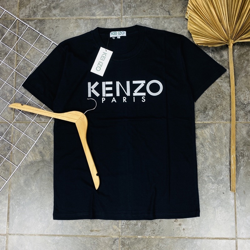 KAOS T SHIRT TEE KENZO PARIS FONT BASIC VERTICAL PRINTED HITAM PREMIUM AUTHENTIC