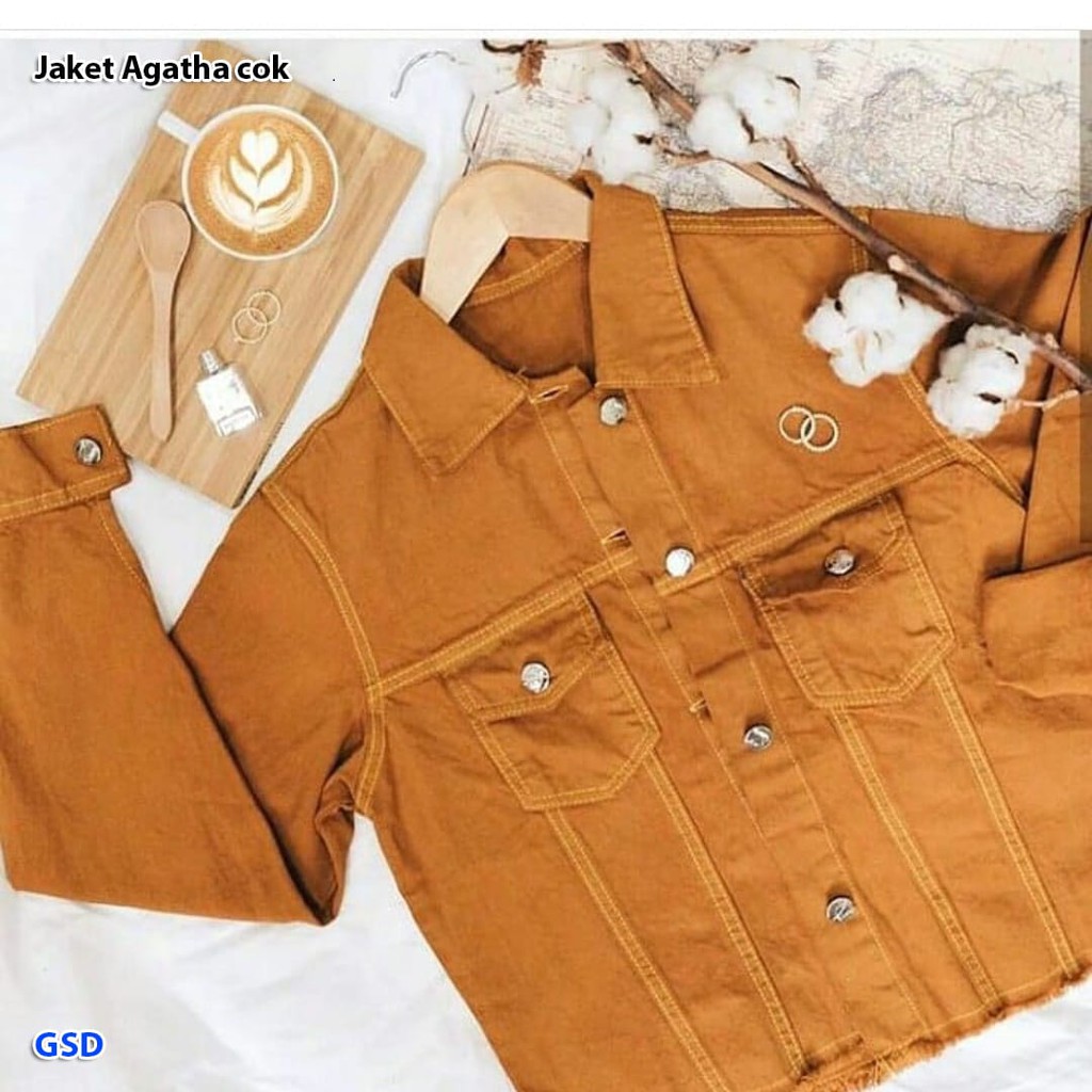 jaket agatha coklat/jaket wanita/jaket cewek/jaket coklat/jaket jeans/jual jacket jeans