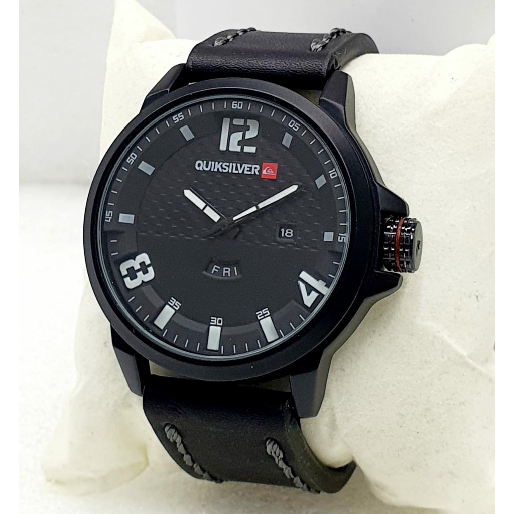 Jam Tangan Pria Sporty Quicksilver Tanggal Aktif Strap Kulit Original