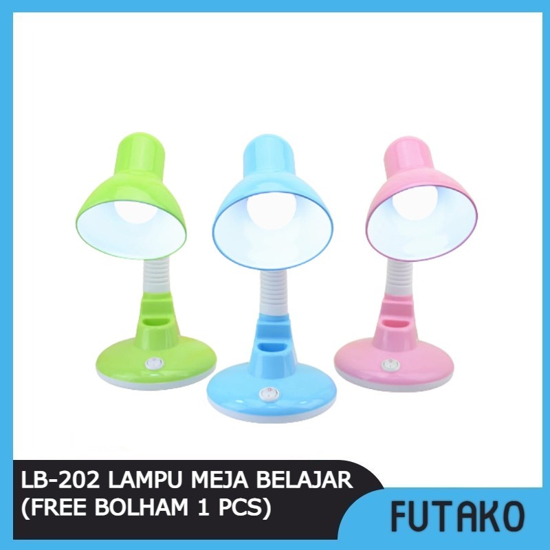 FUTAKO LB-202 Lampu Meja Belajar Leher Flexible GRATIS BOHAM