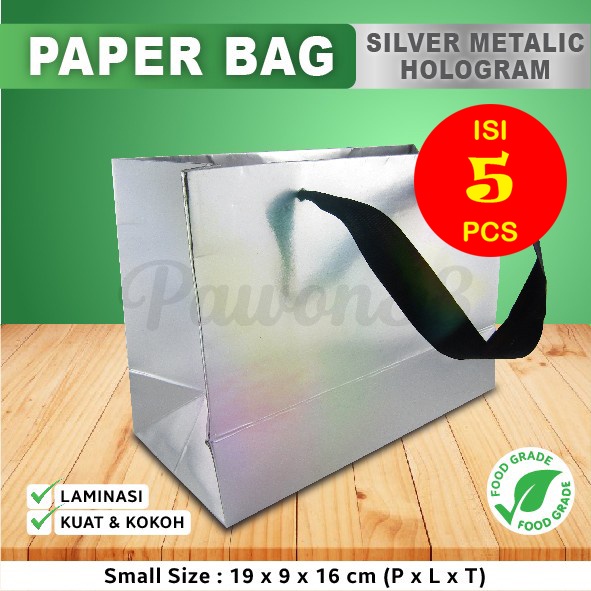 

Paper Bag Silver - Paper Bag Silver - Paper Bag Hologram 19x9x16 (5pcs)