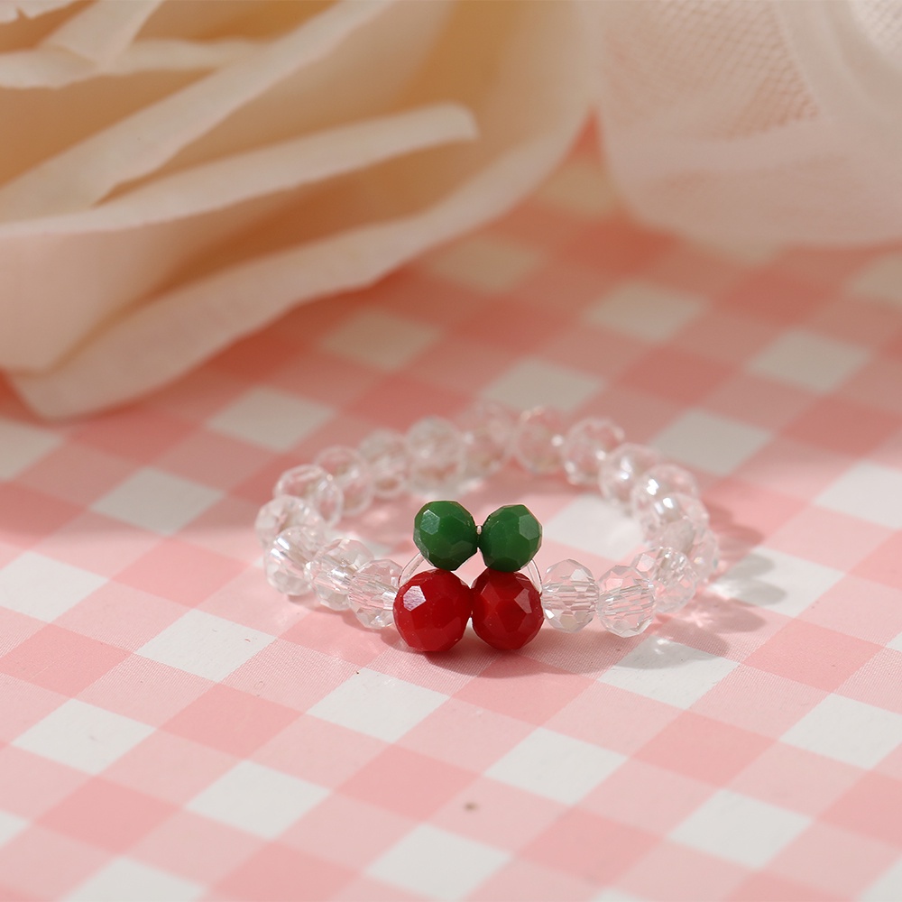 Cincin Manik-Manik Cherry Gaya Korea Untuk Wanita