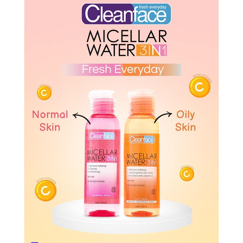 Cleanface 3in1 Micellar Water Normal Skin - Oily Skin - Micellar Water - 100ml - 250ml