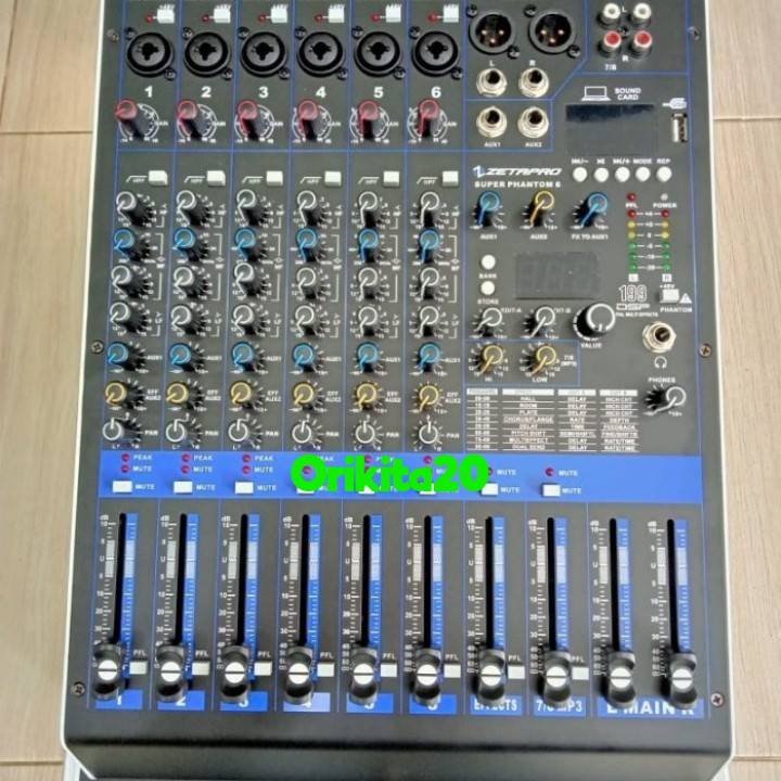Zetapro Super Phantom 6 Mixer Audio 6 Channel USB Bluetooth Original