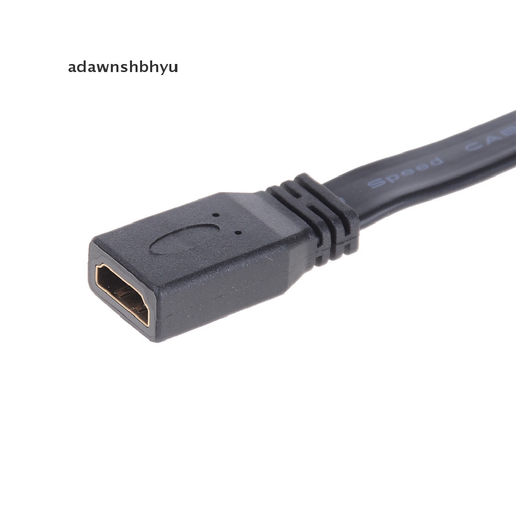 Adawnshbhyu 30cm Pendek Flat HDMI Extension Lead Gold Female Socket Ke Kabel Colokan Male