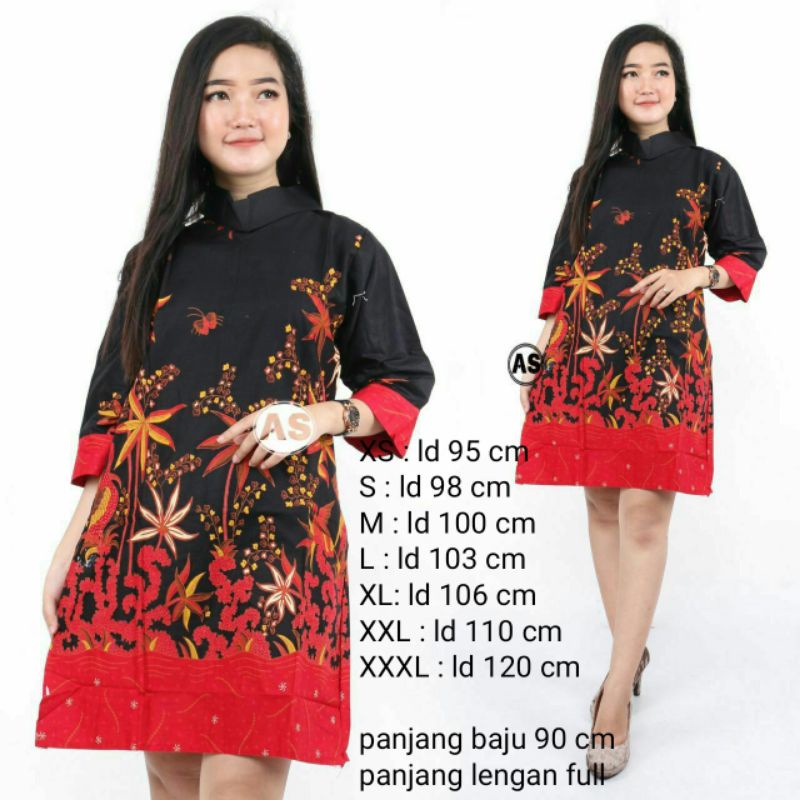 Baju Tunik Batik - Atasan Batik Wanita Modern Kekinian Terbaru Jumbo ld 120 - Fashion Muslim Wanita 