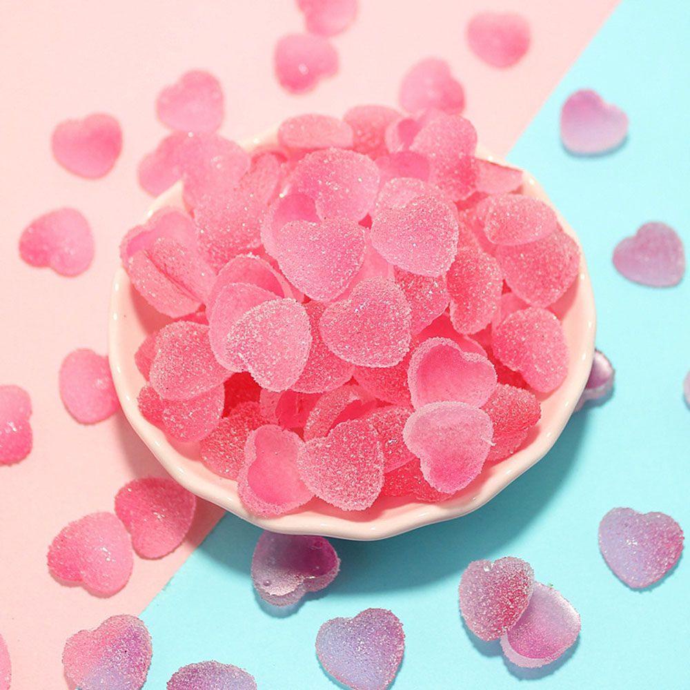 Agustina Dekorasi Lucu Bentuk Hati Scrapbooking Permen Palsu Cabochon Flatback Simulasi Hiasan Makanan