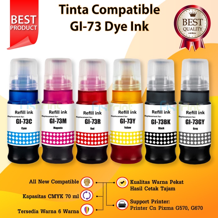 Tinta Compatible GI-73 GI73 GI 73 gi73 gi 73 Dye Ink Printer G570 G670 Ink Tank