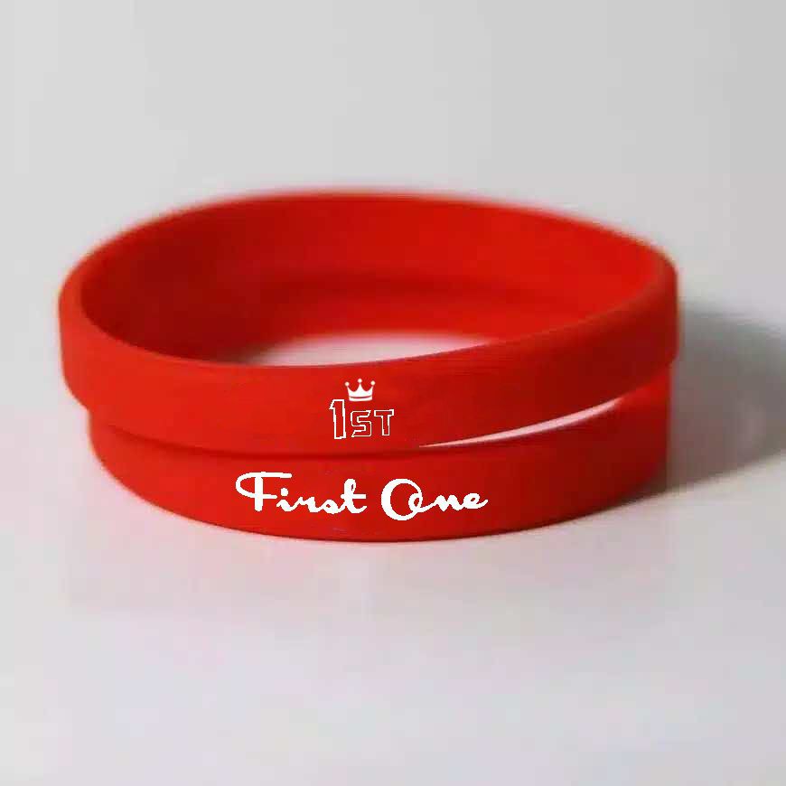 BRACELET FIRST ONE GELANG TANGAN PRIA - GELANG KARET SPORT ORIGINAL RED F1