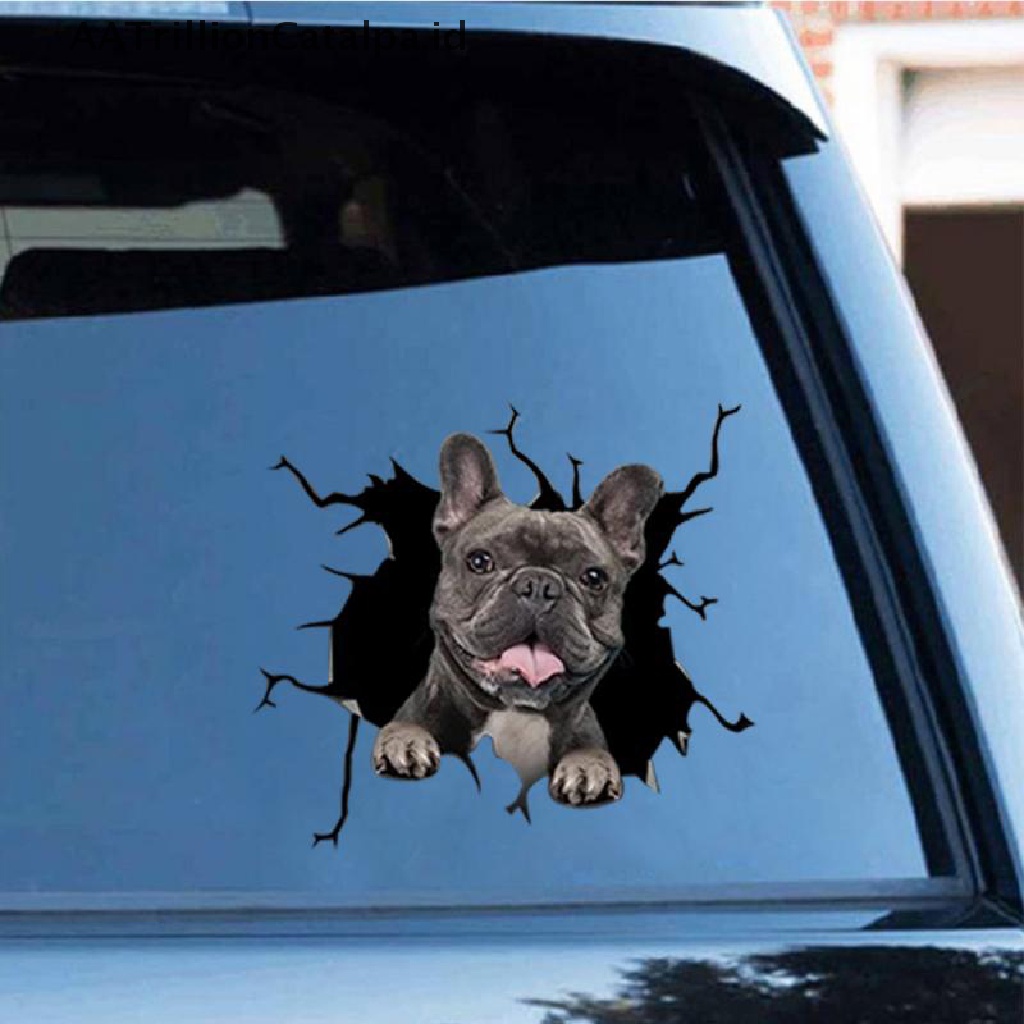 Aa Sticker Vinyl Desain Anjing Trillioncatalpa 3D Untuk Jendela Mobil