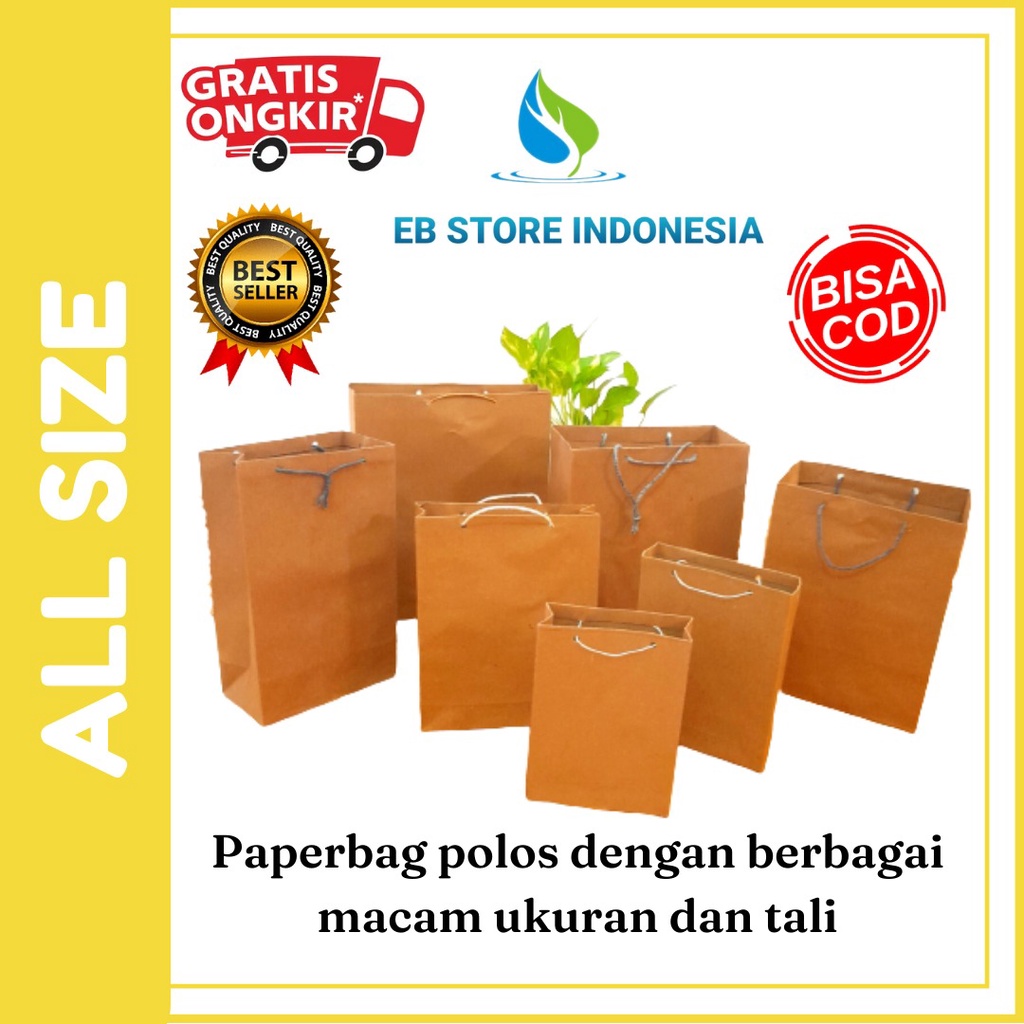 

Paper bag polos coklat / paperbag COKLAT POLOS / tas kertas murah polos (ALL SIZE)
