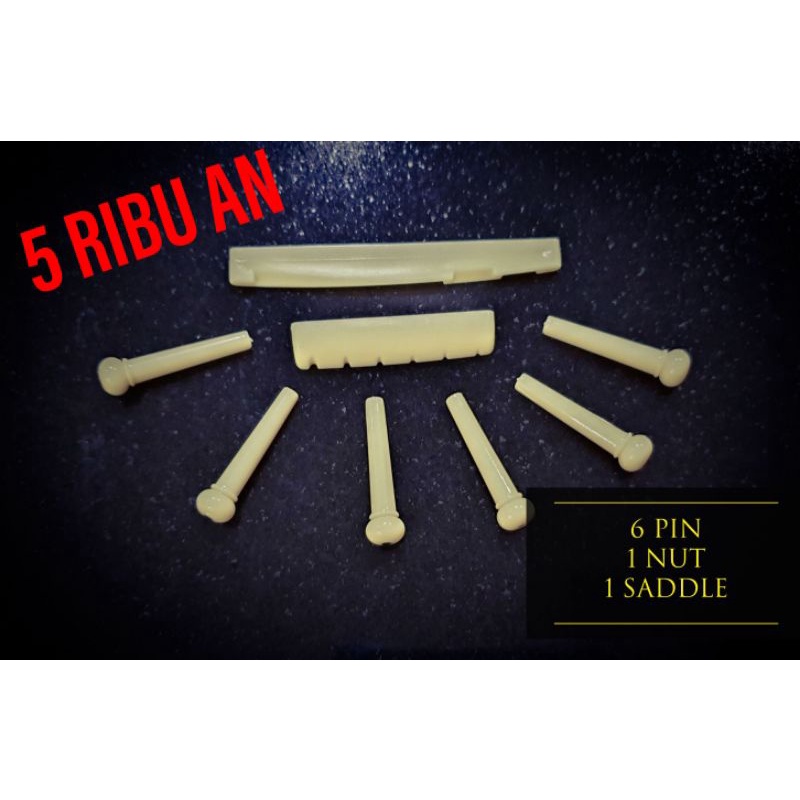 SATU SET SADDLE NUT PIN GITAR AKUSTIK