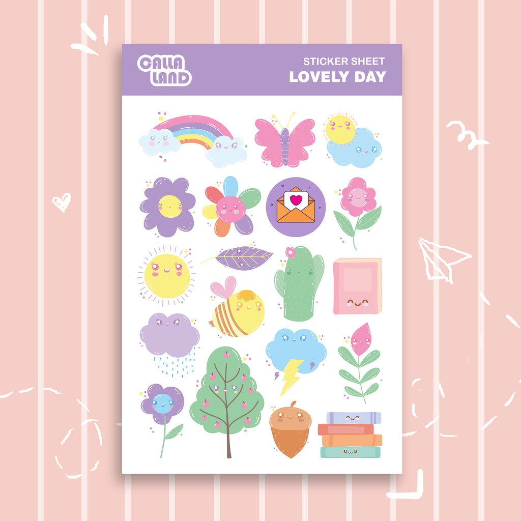 

Calla Land 19Pcs Sticker Pack Bentuk [LOVELY DAY] Purple Cute Aesthetic for Bullet Journal Decoration Planer Diary Scrapbook DIY Gift